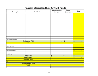 Exhibit G Financial Information Sheet for TANF Funds - New Mexico, Page 6