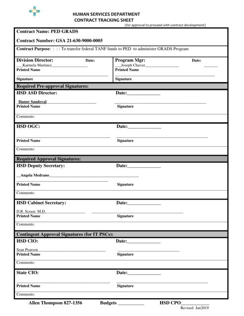 Contract Tracking Sheet - New Mexico Download Pdf