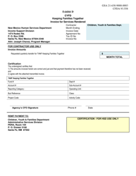 Document preview: Exhibit D Invoice for Services Rendered - Cyfd Keeping Families Together - New Mexico