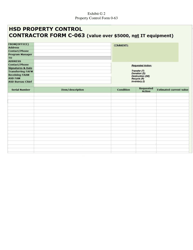 Form C-063 Exhibit G 2 Hsd Property Control Contractor Form (Value Under $5000, Not It Equipment) - New Mexico
