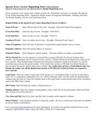 Document preview: Instructions for Form SFN21911 Special Event Vendor Reporting Form - North Dakota