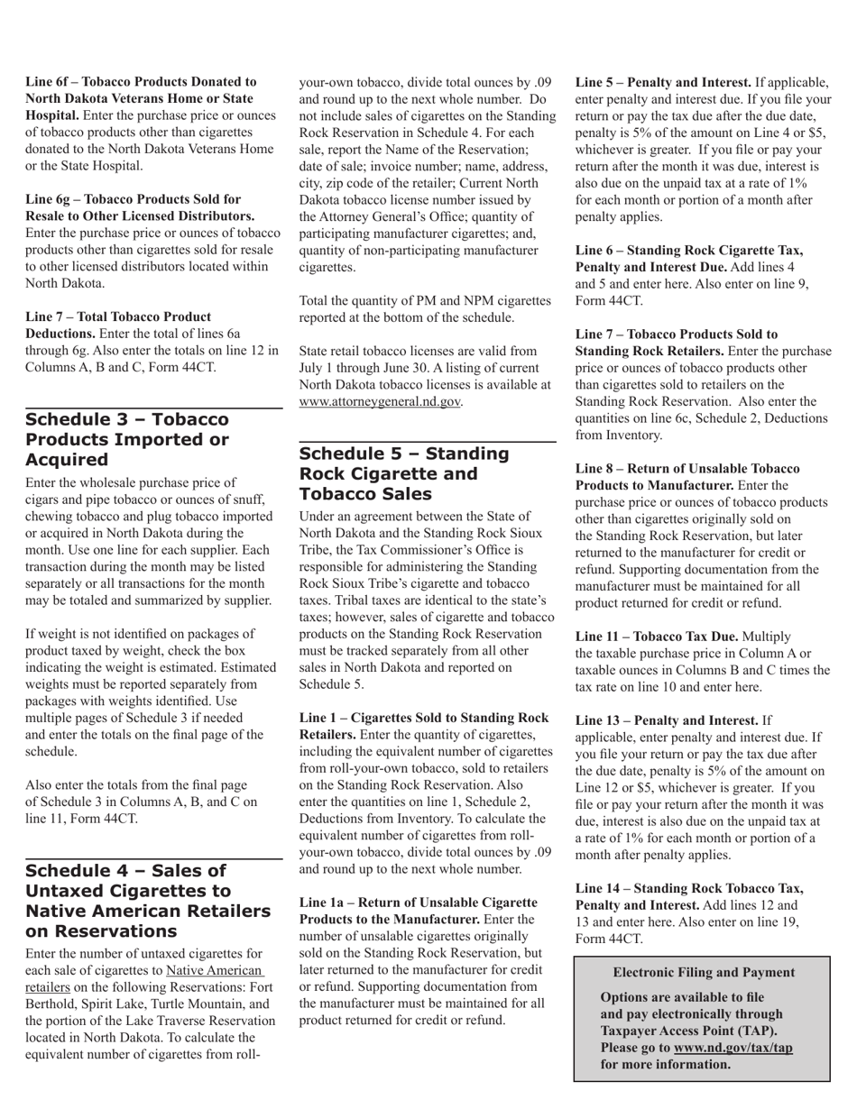 Form 44CT (SFN23500) Cigarette  Tobacco Monthly Tax Return - North Dakota, Page 10
