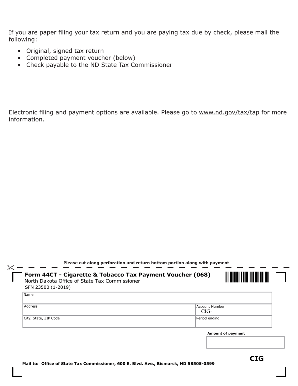 Form 44CT (SFN23500) Cigarette  Tobacco Monthly Tax Return - North Dakota, Page 7