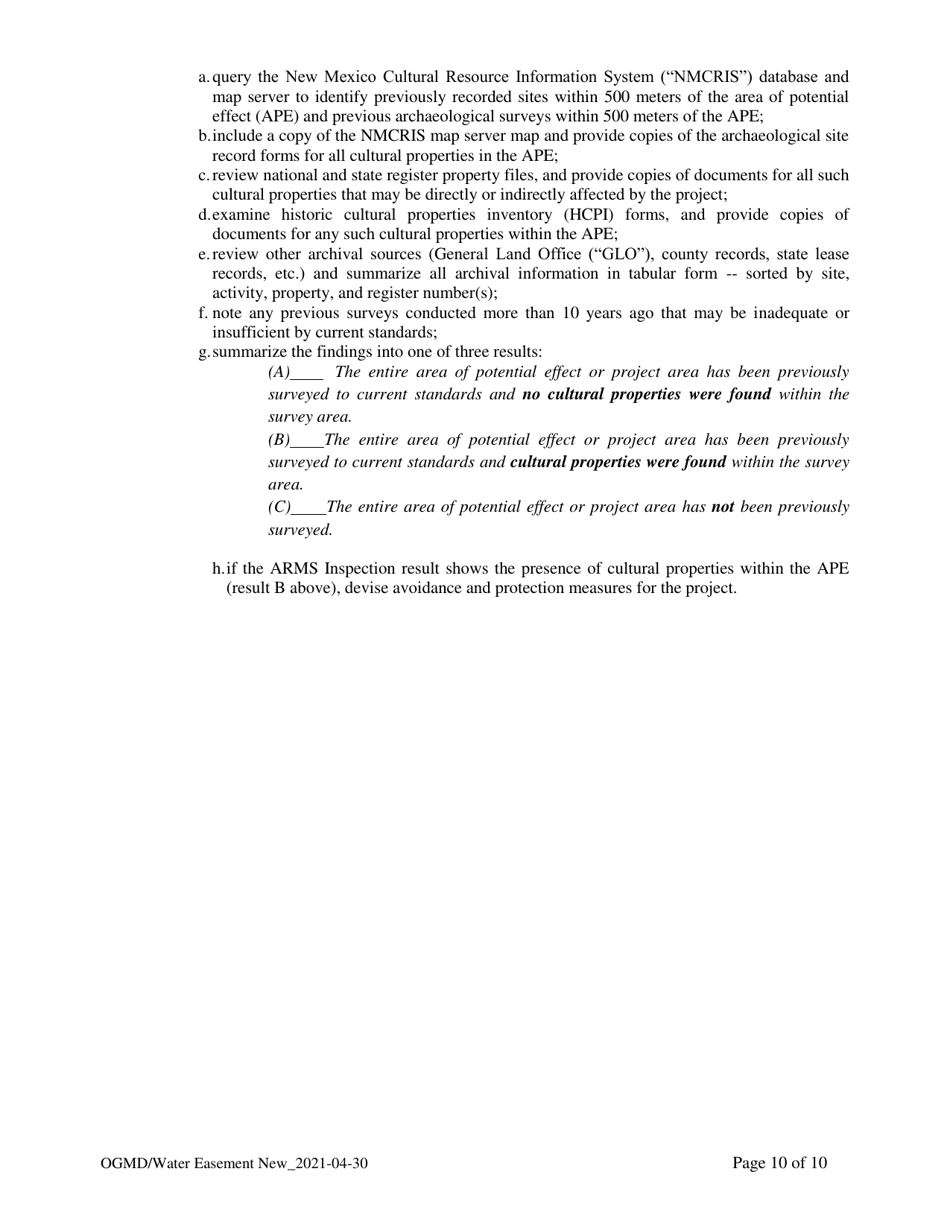 Application for New Water Easement - New Mexico, Page 10