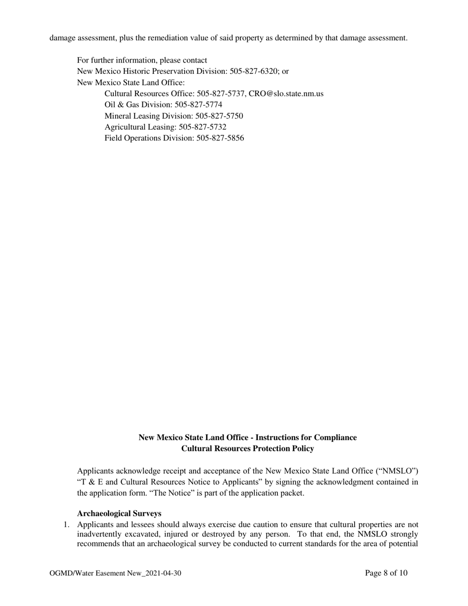 Application for New Water Easement - New Mexico, Page 8