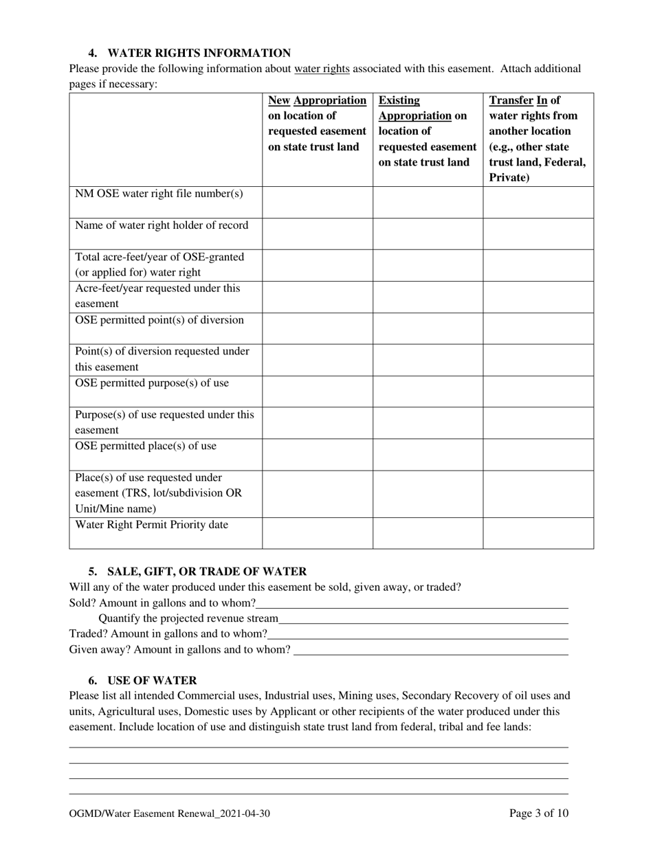 Application for Renewal of Water Easement - New Mexico, Page 3