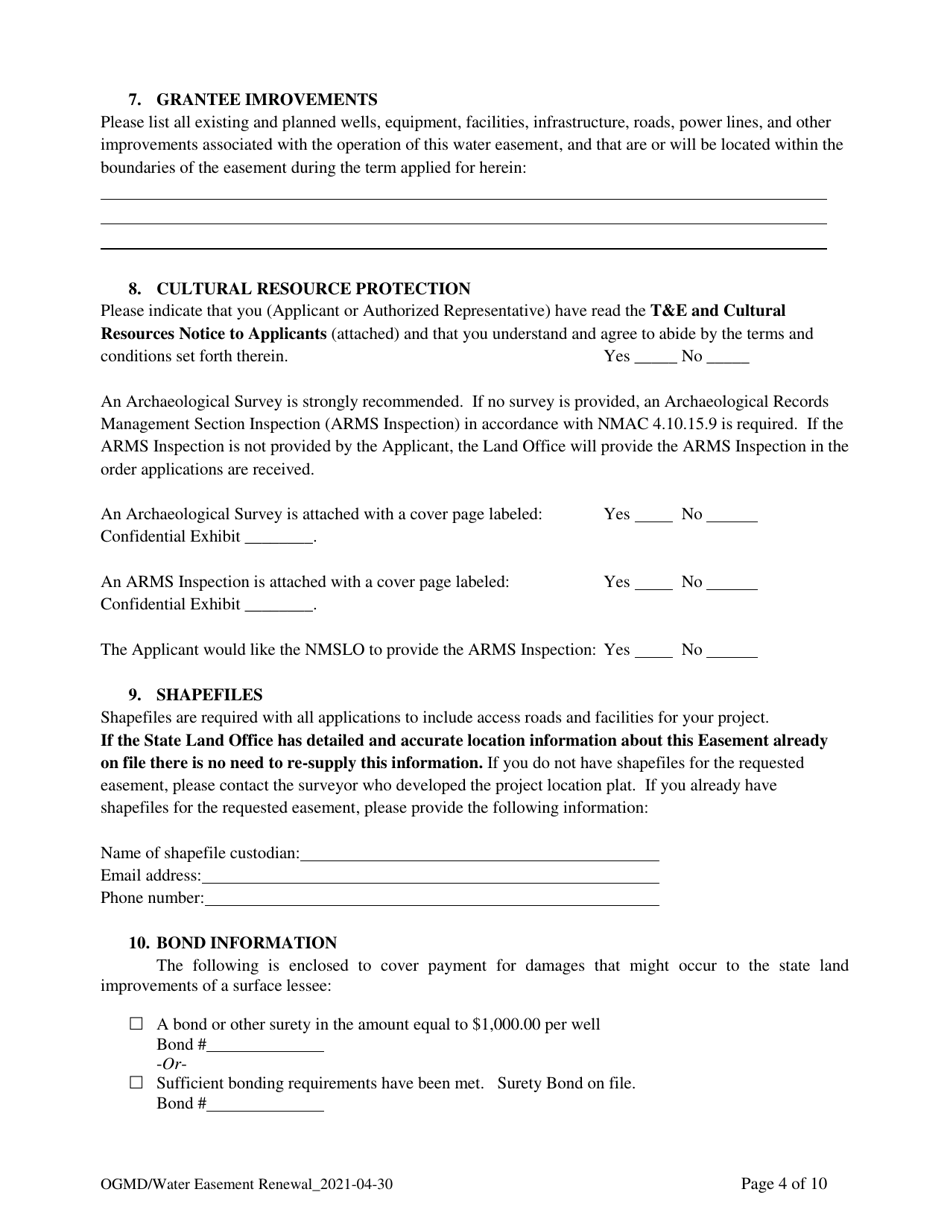 Application for Renewal of Water Easement - New Mexico, Page 4