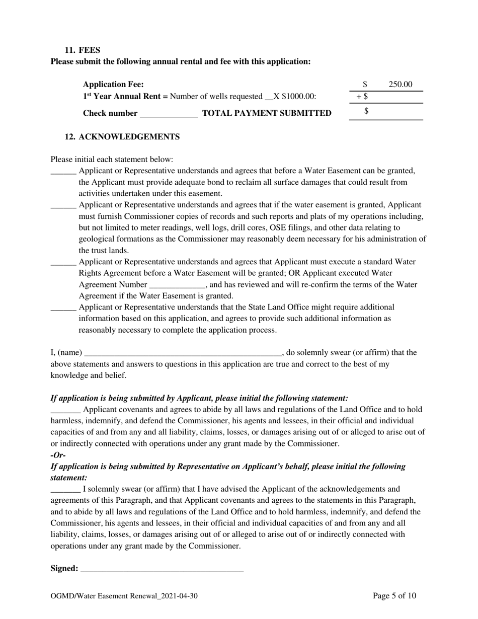 Application for Renewal of Water Easement - New Mexico, Page 5