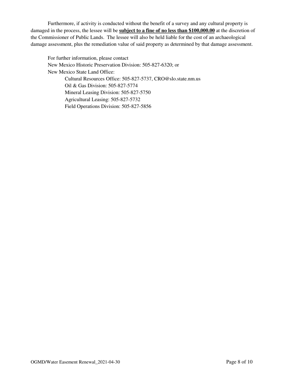 Application for Renewal of Water Easement - New Mexico, Page 8