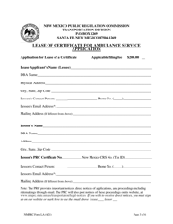 NMPRC Form LA Application for Lease of an Ambulance Certificate - New Mexico, Page 3