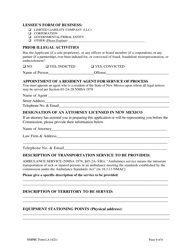 NMPRC Form LA Application for Lease of an Ambulance Certificate - New Mexico, Page 4