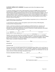 NMPRC Form LA Application for Lease of an Ambulance Certificate - New Mexico, Page 6