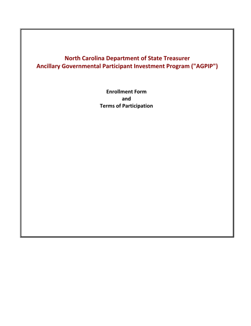 Enrollment Authorization - Ancillary Governmental Participant Investment Program (Agpip) - North Carolina