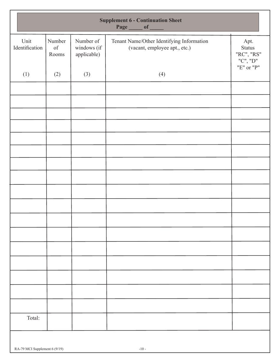 Form RA-79 MCI Owners Application for Rent Increase Based on Major Capital Improvements - New York, Page 10