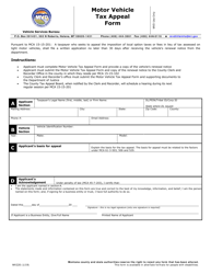 Document preview: Form MV220 Motor Vehicle Tax Appeal Form - Montana