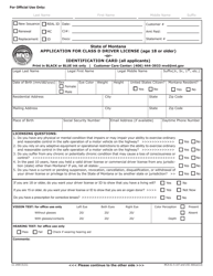 Form 11-1400 &quot;Application for Class D Driver License (Age 18 or Older) or Identification Card (All Applicants)&quot; - Montana