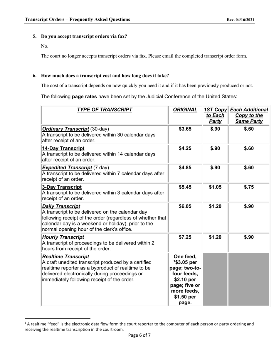 Form AO435 Transcript Order - Nevada, Page 6