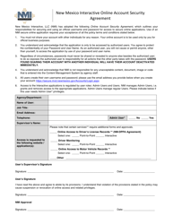 Document preview: New Mexico Interactive Online Account Security Agreement - New Mexico