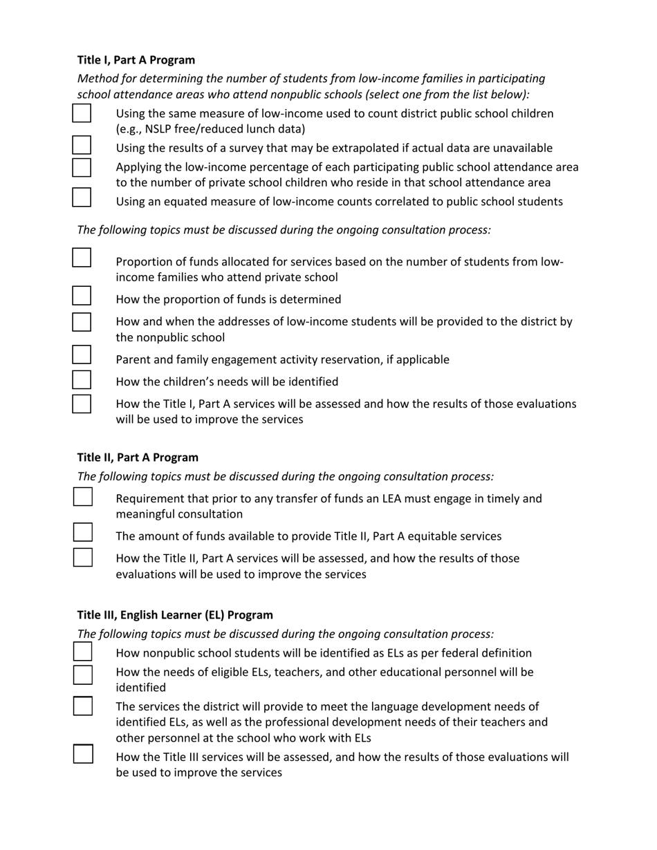Affirmation of Consultation With Nonpublic School Officials for Titles Ia, Iia, Iiia, and Iva - North Dakota, Page 4