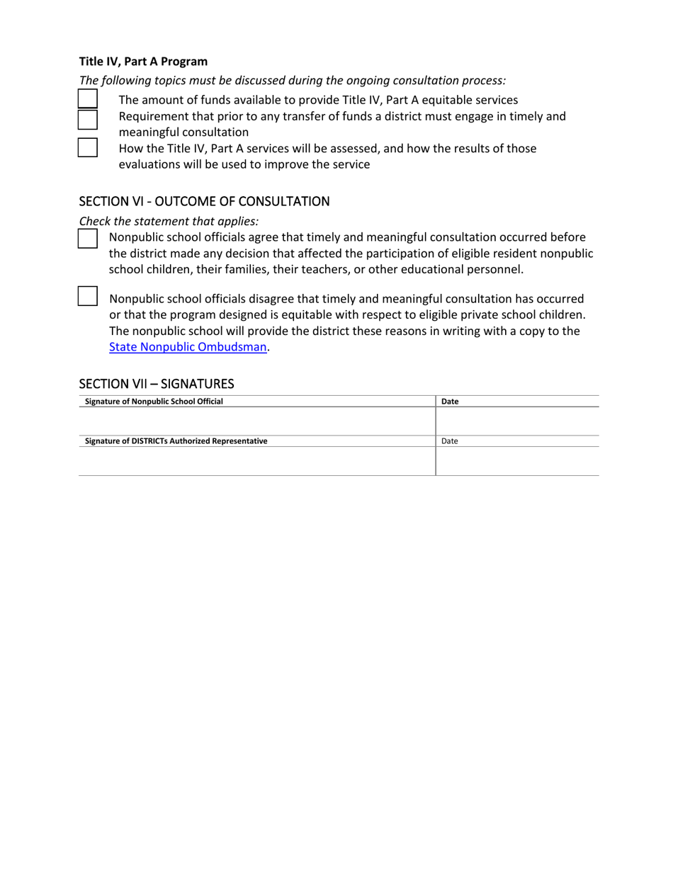 Affirmation of Consultation With Nonpublic School Officials for Titles Ia, Iia, Iiia, and Iva - North Dakota, Page 5
