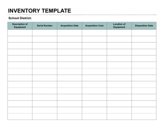 Document preview: Inventory Template - North Dakota