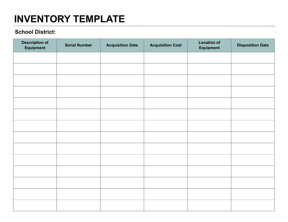 Inventory Template - North Dakota, Page 1