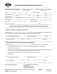 Disabled Sportsman Program Application - North Carolina, Page 2