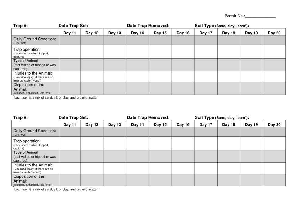 Collarum Report - Extra Trap Days Form (Day 11-day 20) - North Carolina, Page 3