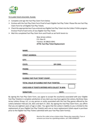 Fast Play Progressive Voucher Claim Form - New Jersey, Page 2