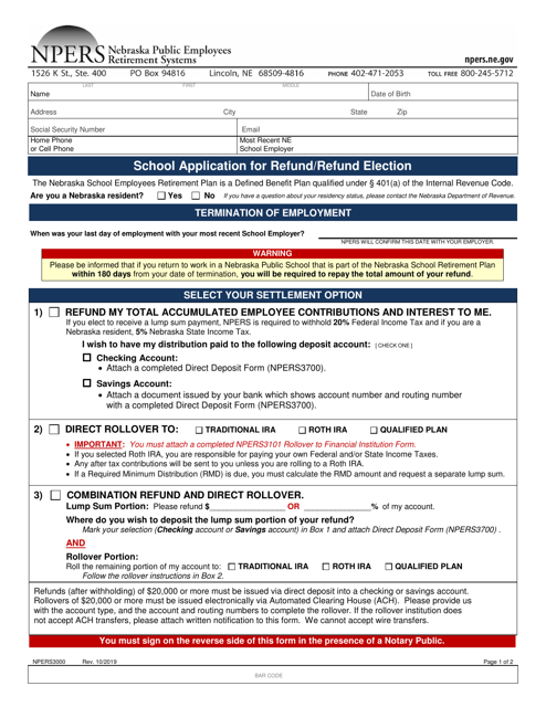 Form NPERS3000  Printable Pdf