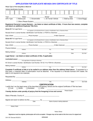 Form OHV007 Application for Duplicate Nevada Off-Highway Vehicle Certificate of Title - Nevada, Page 2