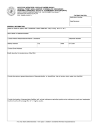 Document preview: Form SFN53488 Notice of Intent for Coverage Under Ndpdes General Permit Ndr04-0000 for Storm Water Discharges From Small Municipal Separate Storm Sewer Systems (Ms4s) - North Dakota