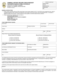 Form SFN58617 Criminal History Record Check Request for North Dakota Public Schools - North Dakota