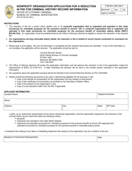 Document preview: Form SFN54198 Nonprofit Organization Application for a Reduction in Fee for Criminal History Record Information - North Dakota