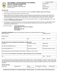 Document preview: Form SFN50744 Non-criminal Justice Request for Criminal History Record Information - North Dakota