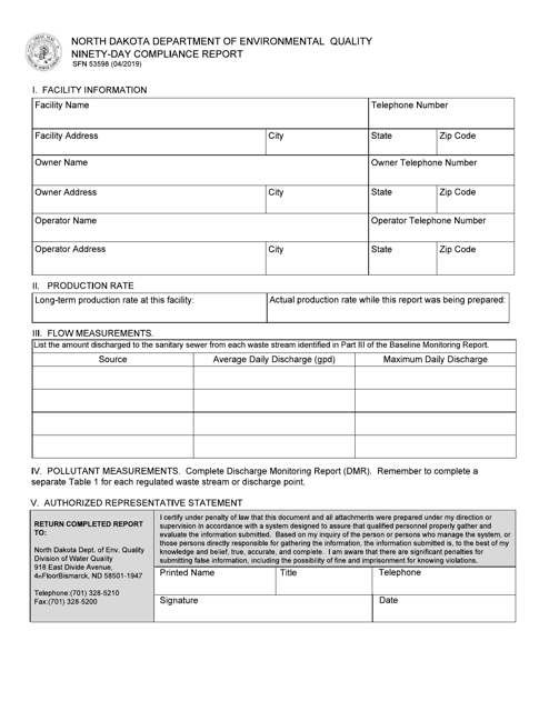 Form SFN53598  Printable Pdf