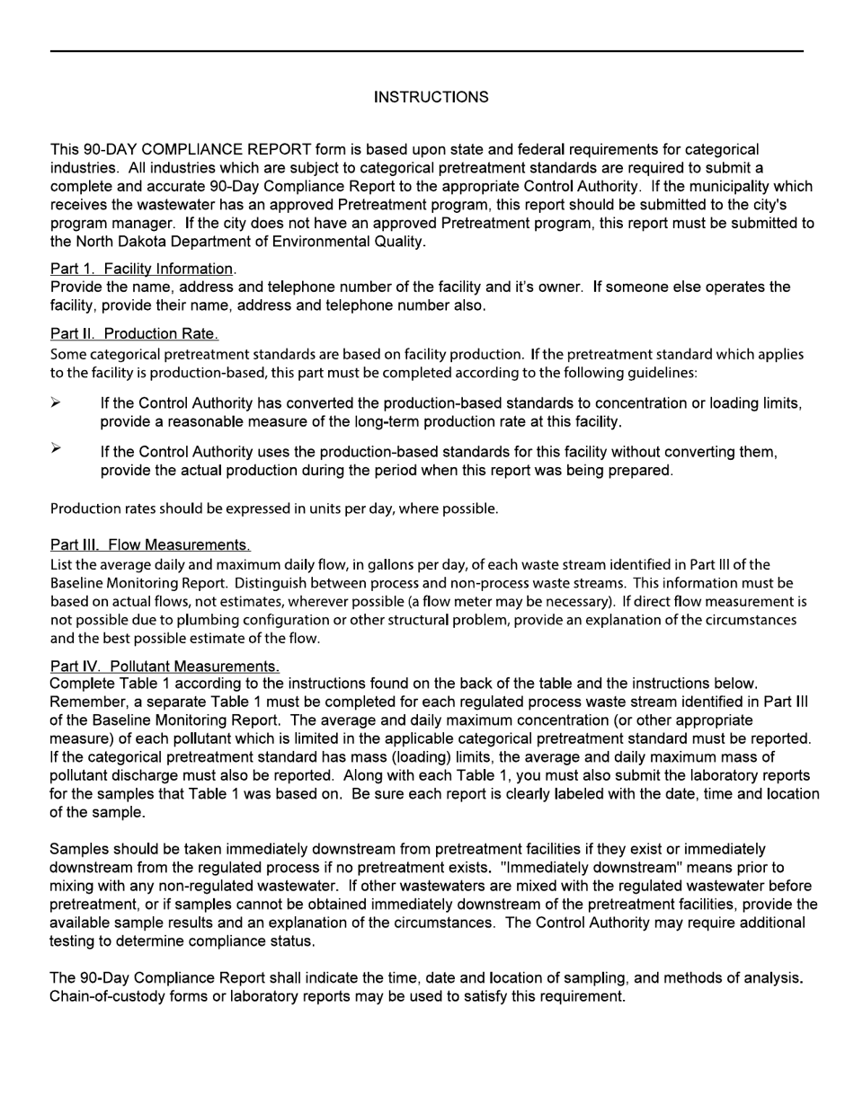 Form SFN53598 Ninety-Day Compliance Report - North Dakota, Page 2