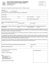 Document preview: Form SFN52620 Application for Wholesale Fireworks - North Dakota