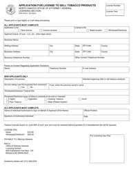 Document preview: Form SFN61612 Application for License to Sell Tobacco Products - North Dakota