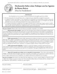 Document preview: Formulario REC4.27 Declaracion Sobre Como Trabajar Con Los Agentes De Bienes Raices (Para Los Vendedores) - North Carolina (Spanish)