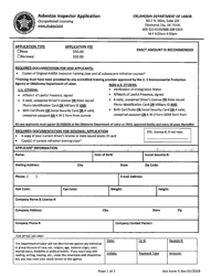 ASB Form 5 &quot;Asbestos Inspector Application&quot; - Oklahoma