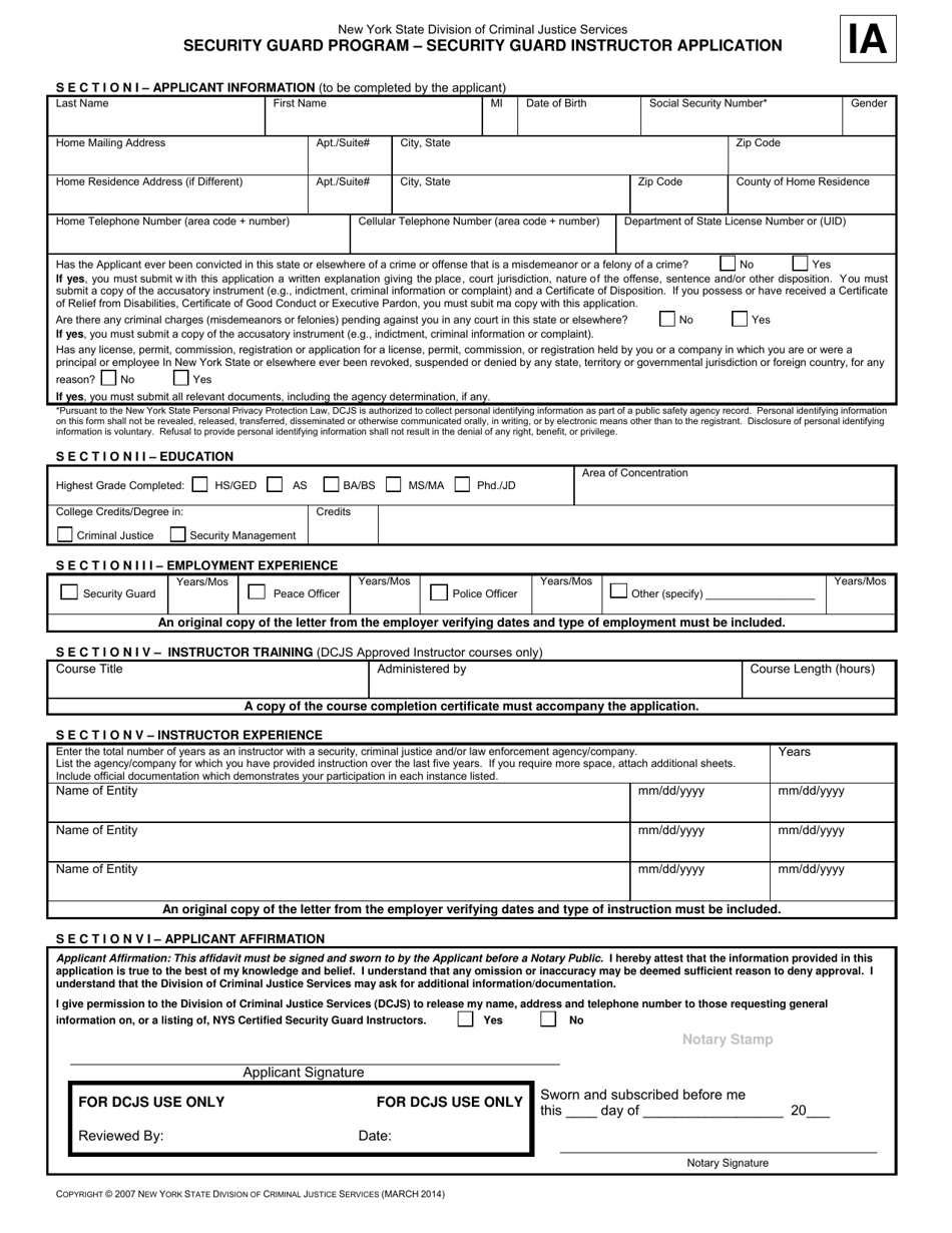 Security Guard Program - Security Guard Instructor Application - New York, Page 4