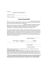 Document preview: Descargo De Responsabilidad - Rhode Island (Spanish)