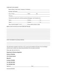 Division of Banking Complaint Form - Rhode Island, Page 2