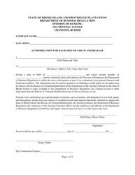 Document preview: Authorization for Background Check and Release - Rhode Island