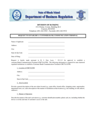 Document preview: Request to Establish a Customer-Bank-Communication-Terminal - Rhode Island