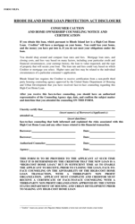 Document preview: Form 5 Consumer Caution and Home Ownership Counseling Notice and Certification - Rhode Island