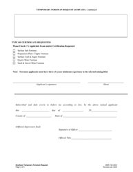 Form DNR-744-4003 Temporary Foreman Request (Surface) - Ohio, Page 2