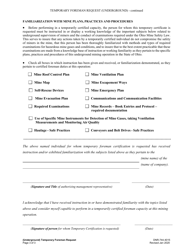 Form DNR-744-4015 Temporary Foreman Request (Underground) - Ohio, Page 3