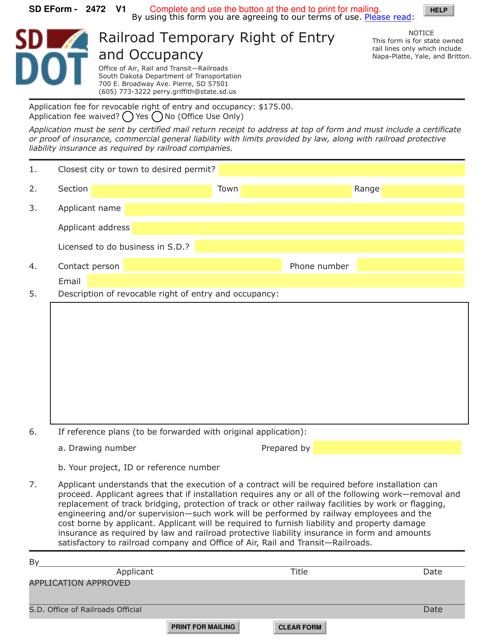 SD Form 2472  Printable Pdf